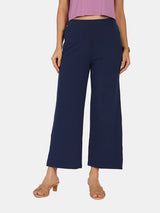 Women's Blue Solid Sports High Rise Pant
