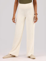 Women's White Sports Solid Pant