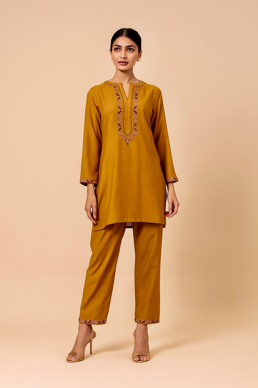 Women's Yellow Casual Regular Fit Kurta Set