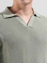 Men's Slim Fit Textured Polo Collar Tshirt