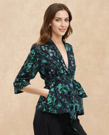 Women's Black Casual Three Quarter Sleeves Top