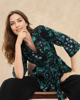 Women's Black Casual Three Quarter Sleeves Top