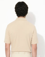 Men's Beige Casual Regular Fit Solid Half Sleeves Polo Tshirt