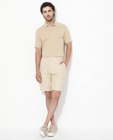 Men's Beige Casual Regular Fit Solid Half Sleeves Polo Tshirt