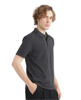 Men's Black Casual Regular Fit Solid Half Sleeves Polo Tshirt