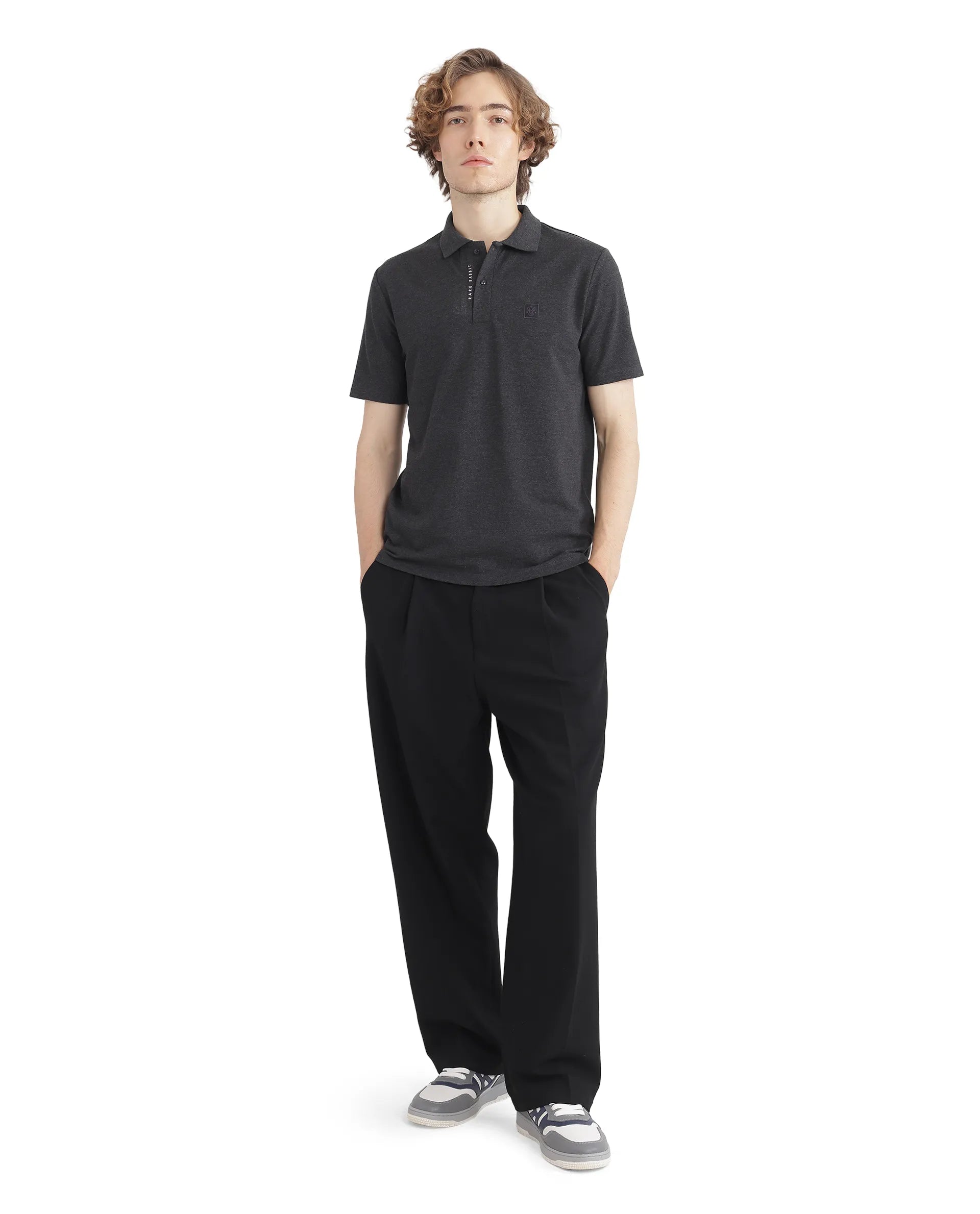 Men's Black Casual Regular Fit Solid Half Sleeves Polo Tshirt