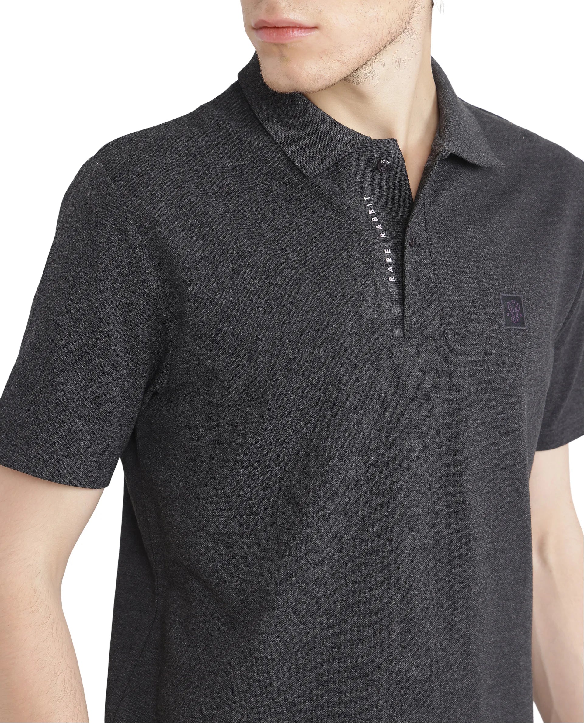 Men's Black Casual Regular Fit Solid Half Sleeves Polo Tshirt
