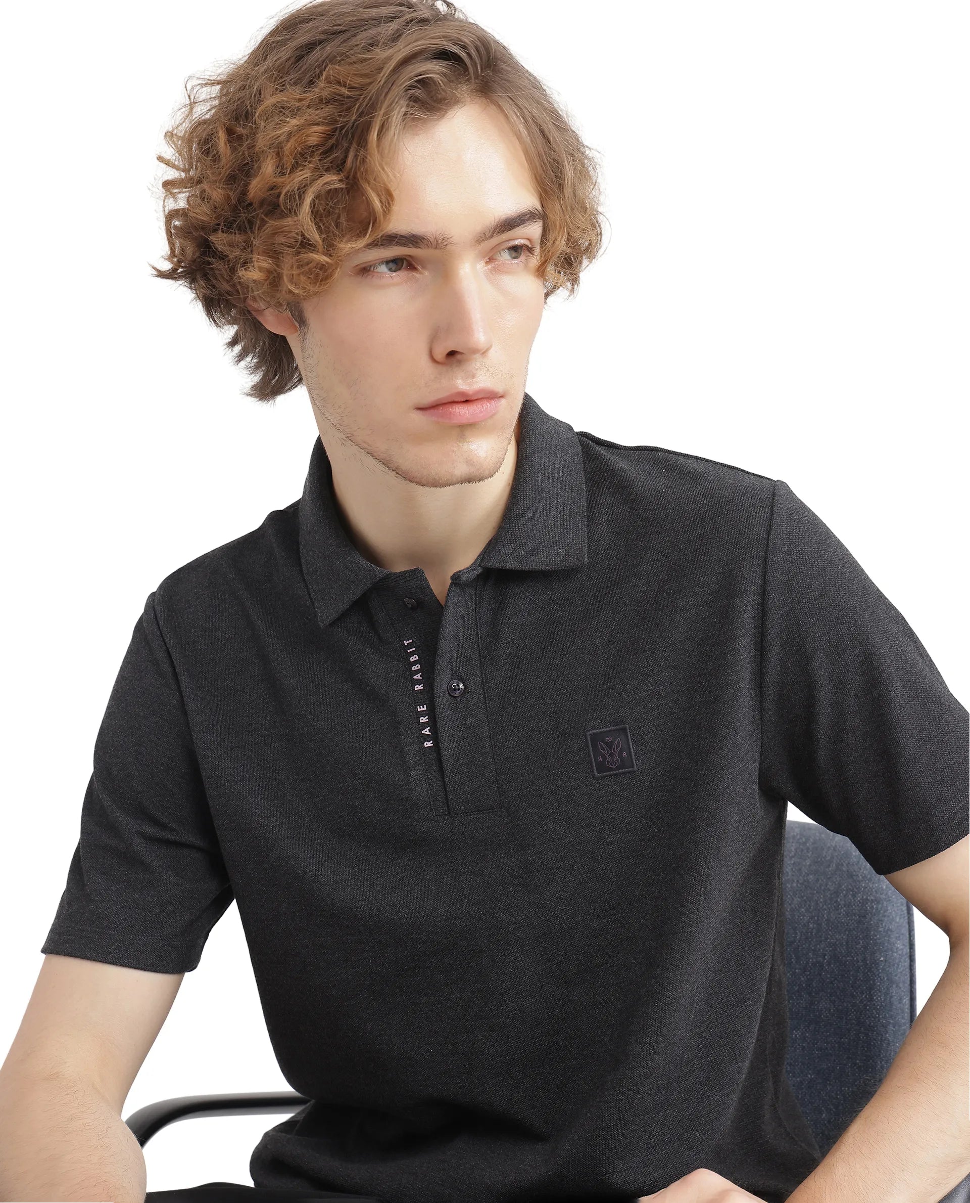 Men's Black Casual Regular Fit Solid Half Sleeves Polo Tshirt