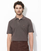 Men's Brown Casual Regular Fit Solid Half Sleeves Polo Tshirt