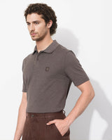Men's Brown Casual Regular Fit Solid Half Sleeves Polo Tshirt