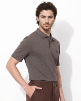 Men's Brown Casual Regular Fit Solid Half Sleeves Polo Tshirt