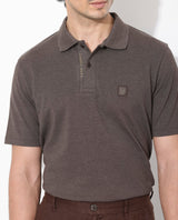 Men's Brown Casual Regular Fit Solid Half Sleeves Polo Tshirt