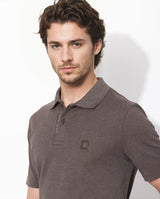 Men's Brown Casual Regular Fit Solid Half Sleeves Polo Tshirt