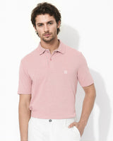 Men's Pink Casual Regular Fit Solid Half Sleeves Polo Tshirt