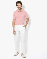 Men's Pink Casual Regular Fit Solid Half Sleeves Polo Tshirt