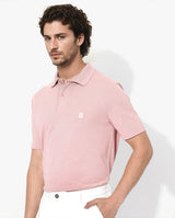 Men's Pink Casual Regular Fit Solid Half Sleeves Polo Tshirt