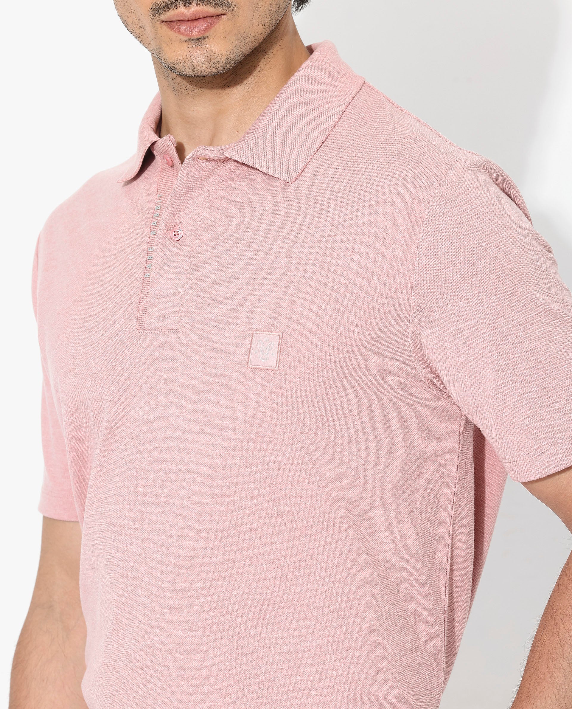 Men's Pink Casual Regular Fit Solid Half Sleeves Polo Tshirt