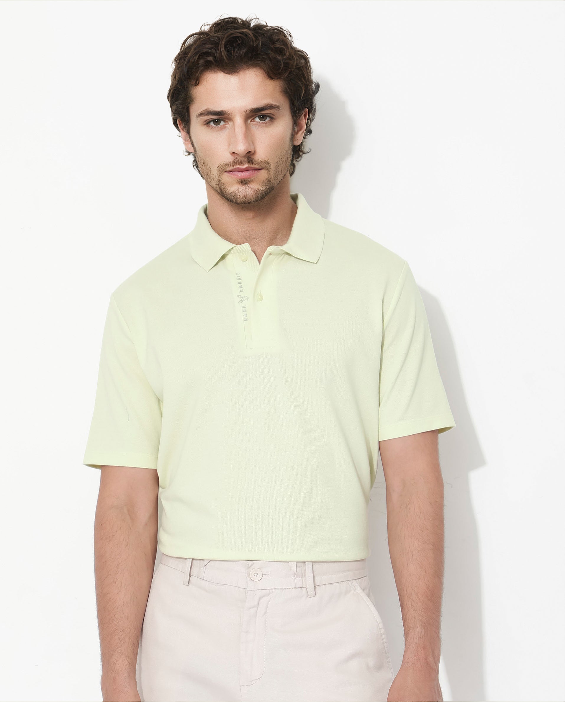 Men's Yellow Casual Regular Fit Solid Half Sleeves Polo Tshirt