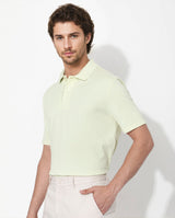 Men's Yellow Casual Regular Fit Solid Half Sleeves Polo Tshirt