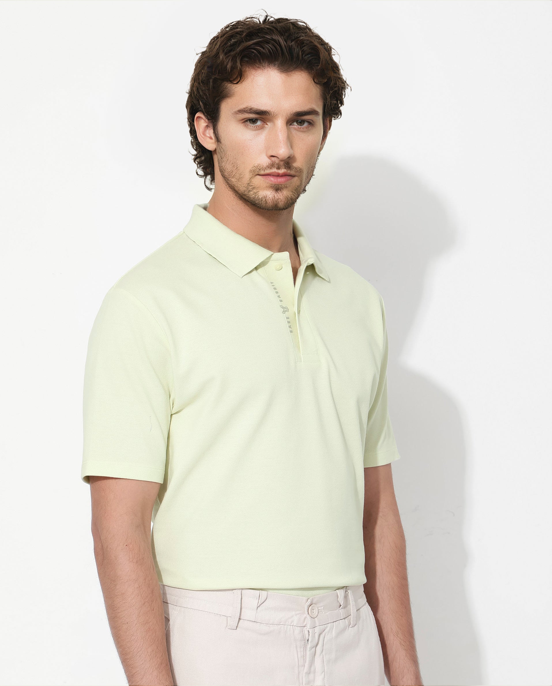 Men's Yellow Casual Regular Fit Solid Half Sleeves Polo Tshirt