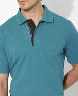 Men's Blue Casual Regular Fit Solid Half Sleeves Polo Tshirt
