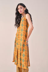 Women's Yellow Daily Printed Sleeveless Kurta Set