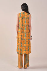 Women's Yellow Daily Printed Sleeveless Kurta Set