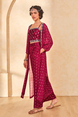 Women's Green Fusion Embroidered Full Sleeves Kurta Set