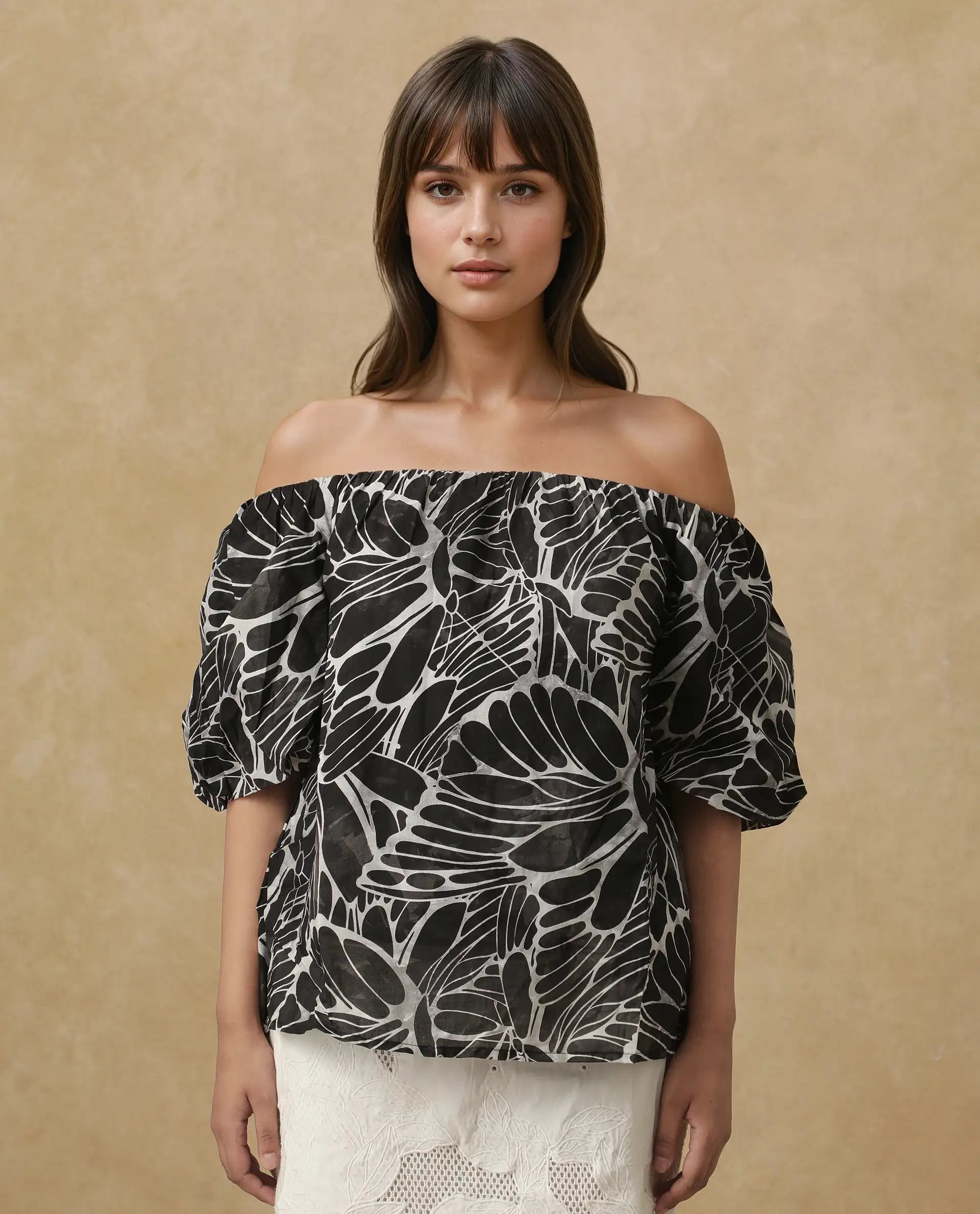 Women's Black Casual Half Sleeves Top