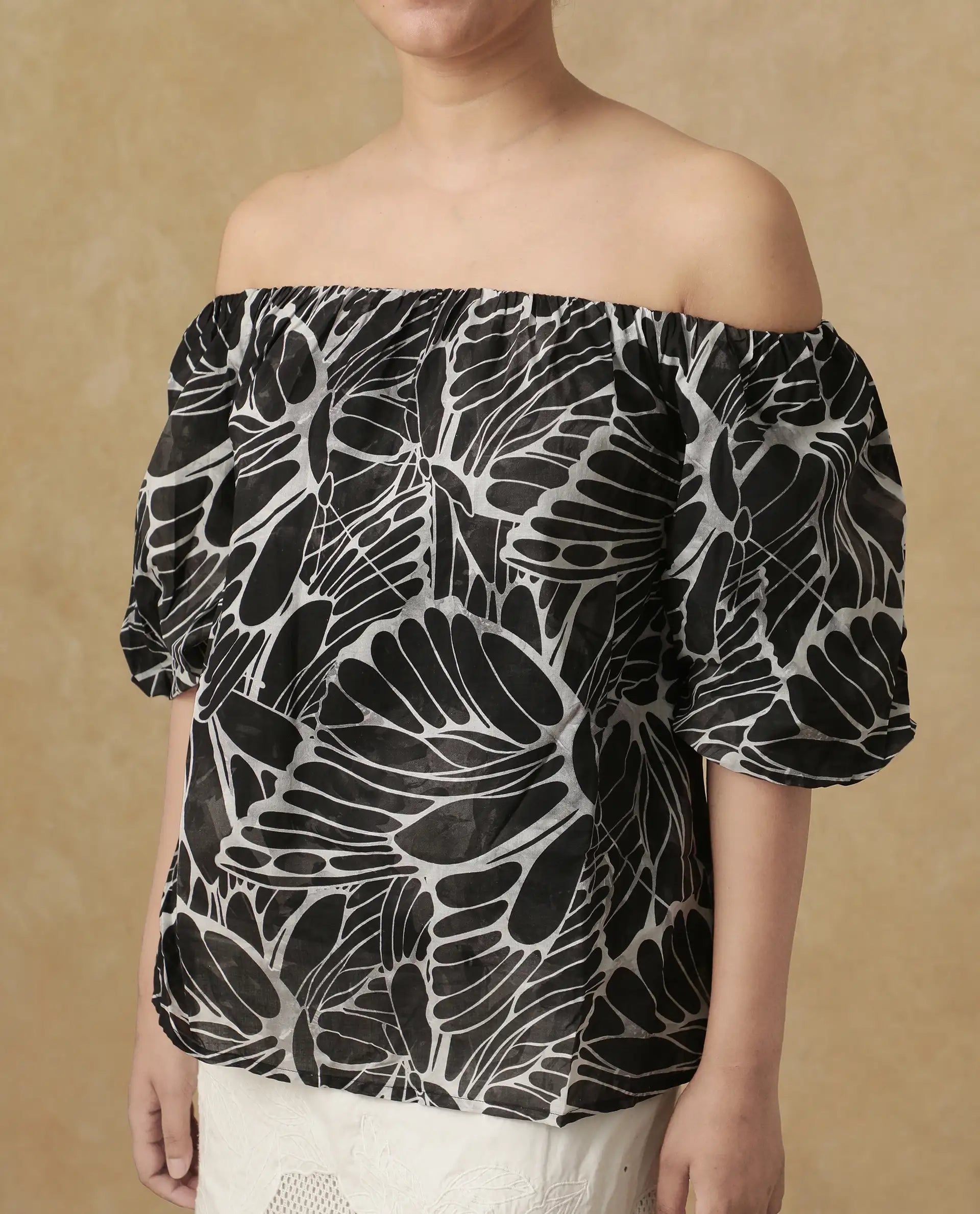 Women's Black Casual Half Sleeves Top