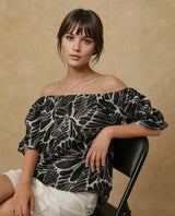 Women's Black Casual Half Sleeves Top