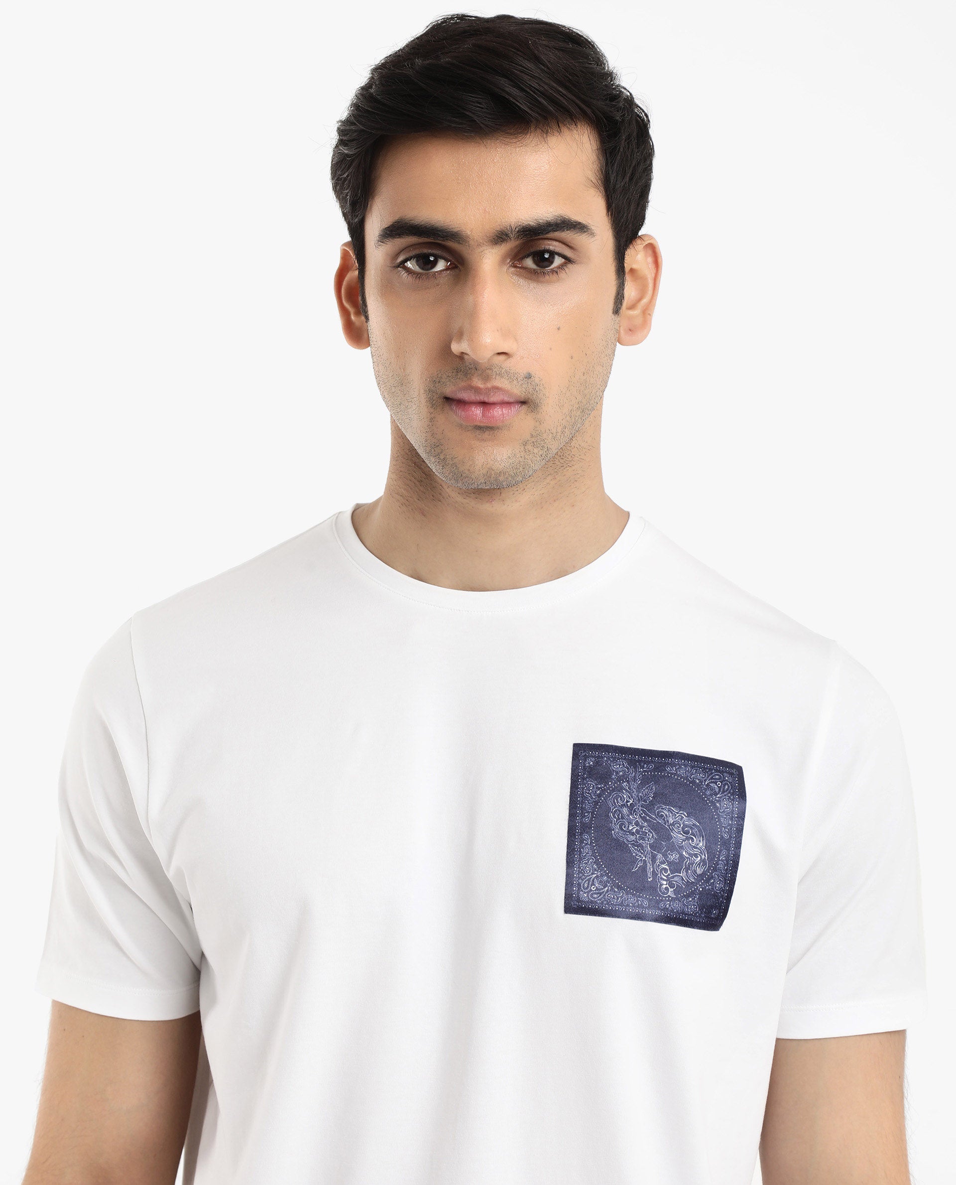 Men's White Casual Regular Fit Printed Half Sleeves Tshirt