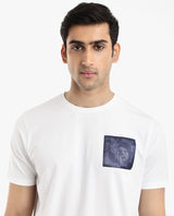 Men's White Casual Regular Fit Printed Half Sleeves Tshirt