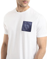 Men's White Casual Regular Fit Printed Half Sleeves Tshirt