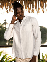 Men's Beige Casual Striped Regular Fit Full Sleeves Shirt