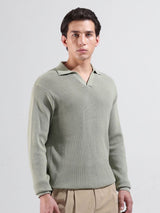 Men's Slim Fit Textured Polo Collar Tshirt