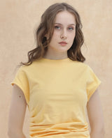 Women's Yellow Casual Half Sleeves Top
