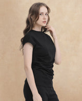 Women's Black Casual Half Sleeves Top