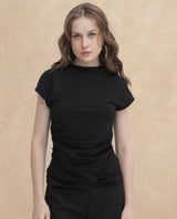 Women's Black Casual Half Sleeves Top