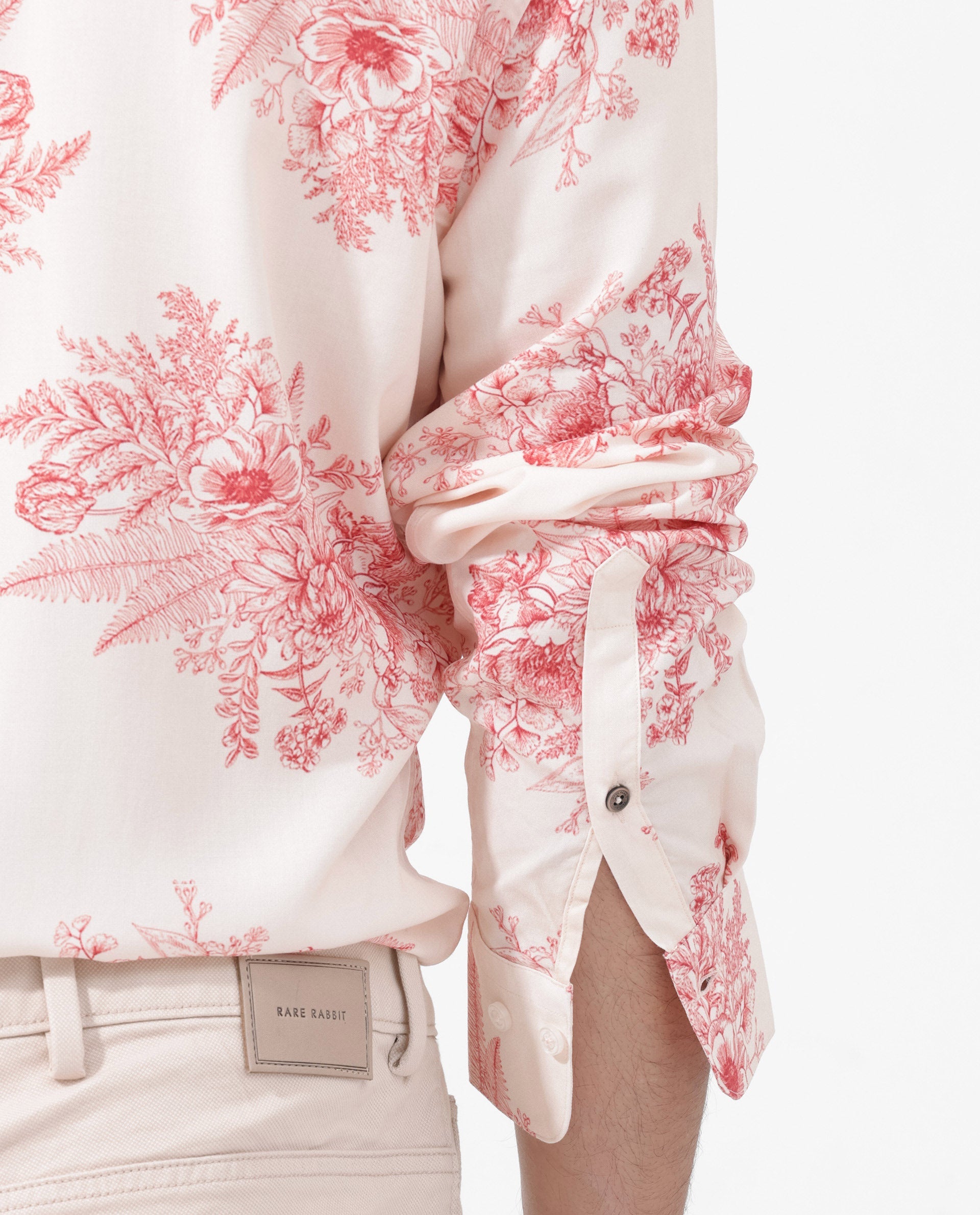Men's Pink Casual Regular Fit Printed Full Sleeves Shirt