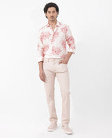 Men's Pink Casual Regular Fit Printed Full Sleeves Shirt