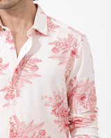 Men's Pink Casual Regular Fit Printed Full Sleeves Shirt