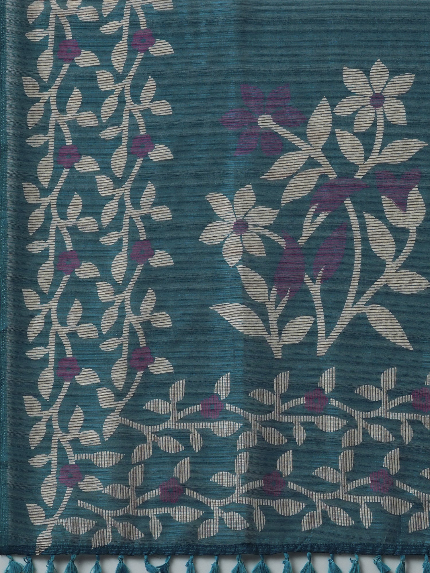 Women's Cotton Slub Blue Printed Designer Saree with Blouse Piece