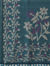 Women's Cotton Slub Blue Printed Designer Saree with Blouse Piece