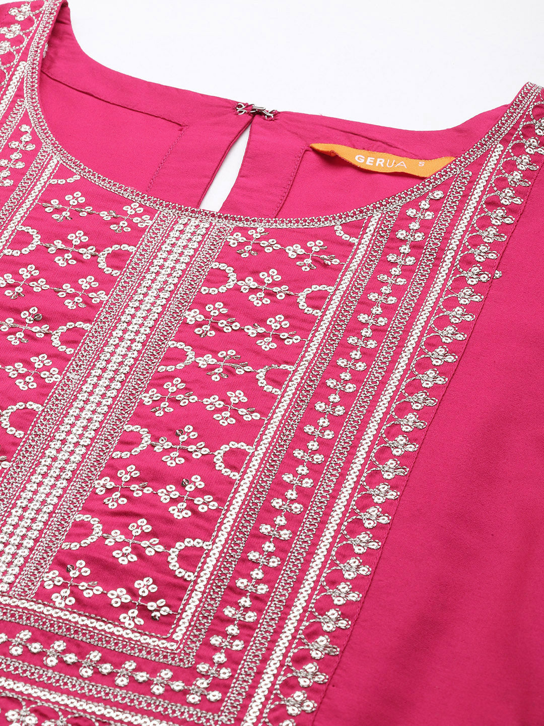 Women's Pink Silk Blend Yoke Design Straight Kurta with Pink Silk Blend Trouser and Pink Silk Blend Dupatta