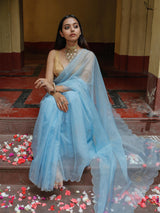 Women's Blue Organza Saree