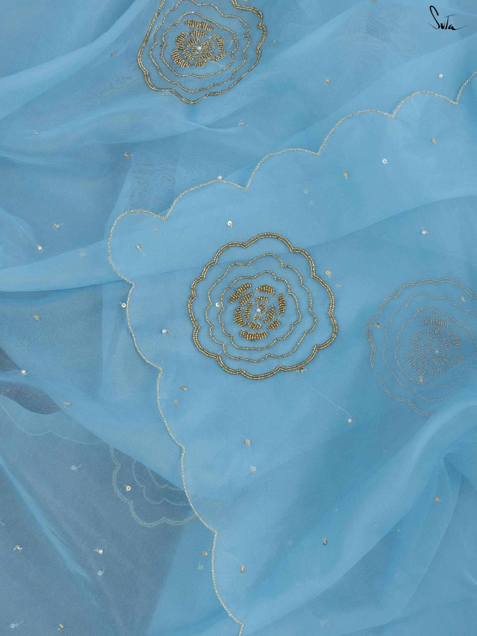 Women's Blue Organza Saree
