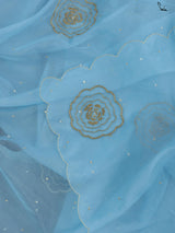 Women's Blue Organza Saree