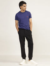 Men's Purple Casual Regular Fit Solid Half Sleeves Tshirt