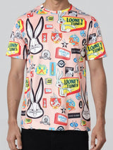 Men's Slim Fit Looney Tunes Printed Round Neck Tshirt